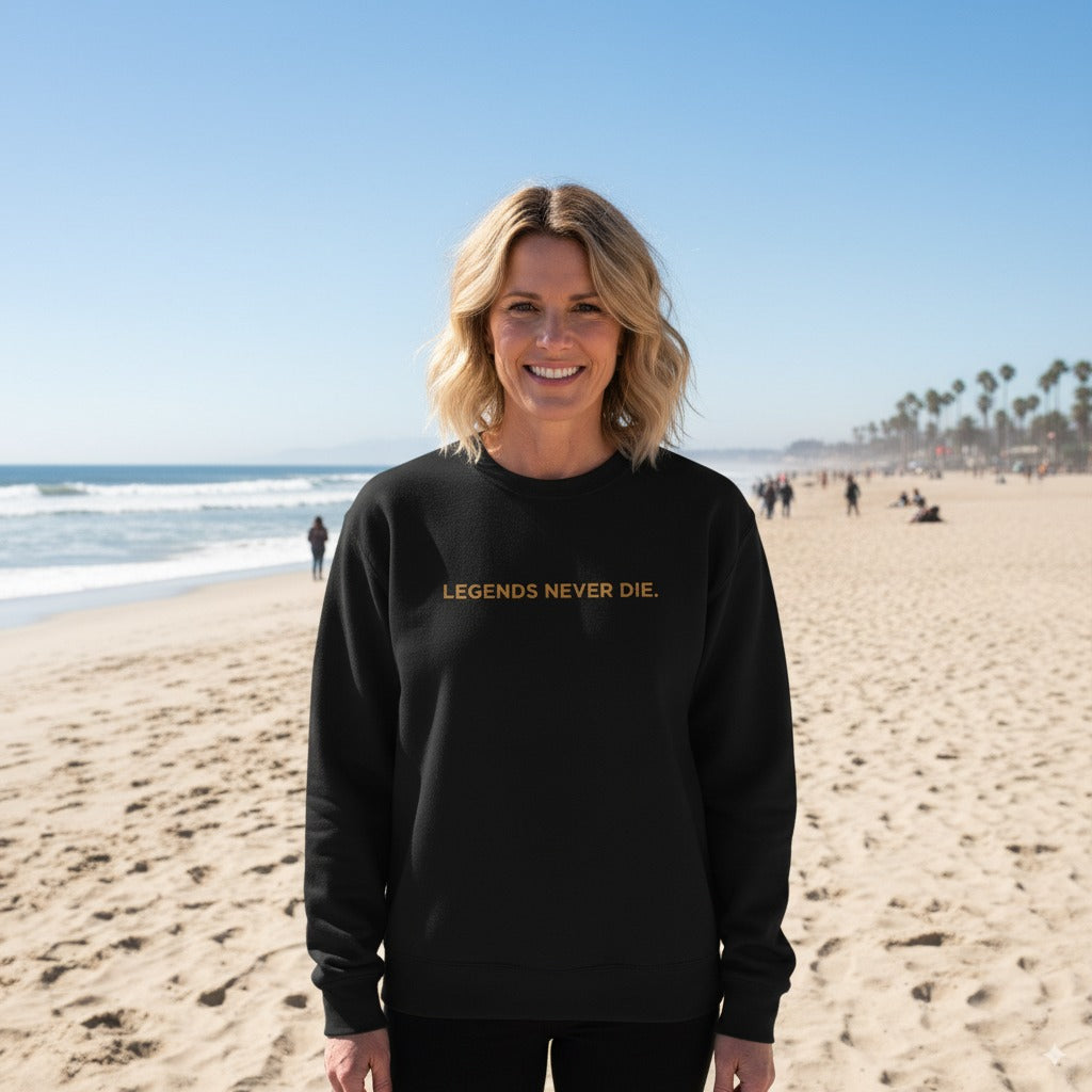"Legends Never Die" Embroidered Crewneck Sweater